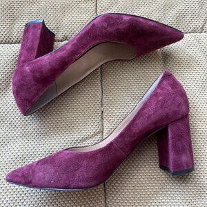 Steve Madden Savy Purple Suede‎ Block Heel Pump Size 8.5M Slip On Shoes